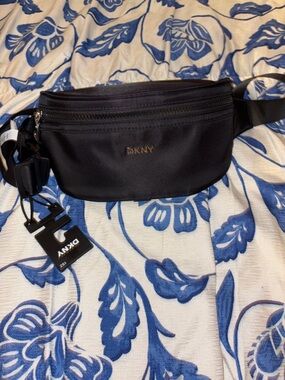 DKNY Black Nylon Belt Bag with Gold Logo